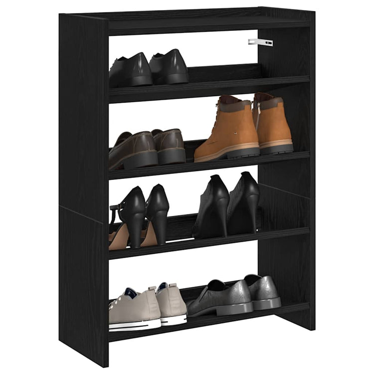 VIDAXL -Schuhregal 60x25x81 cm verarbeitetes Holz schwarz