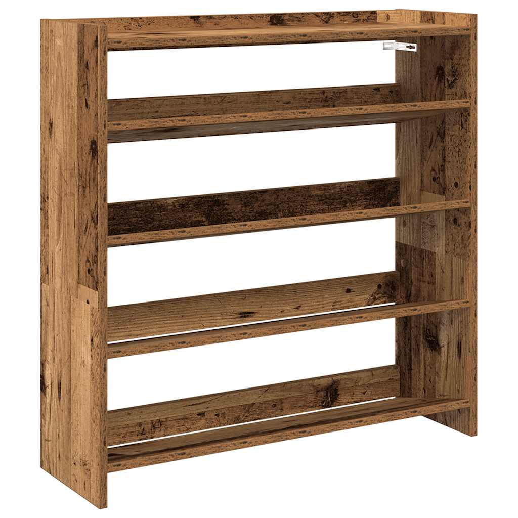 VIDAXL -Schuhregal 80x25x81 cm verarbeitetes Holz Oldholz -gelenkt