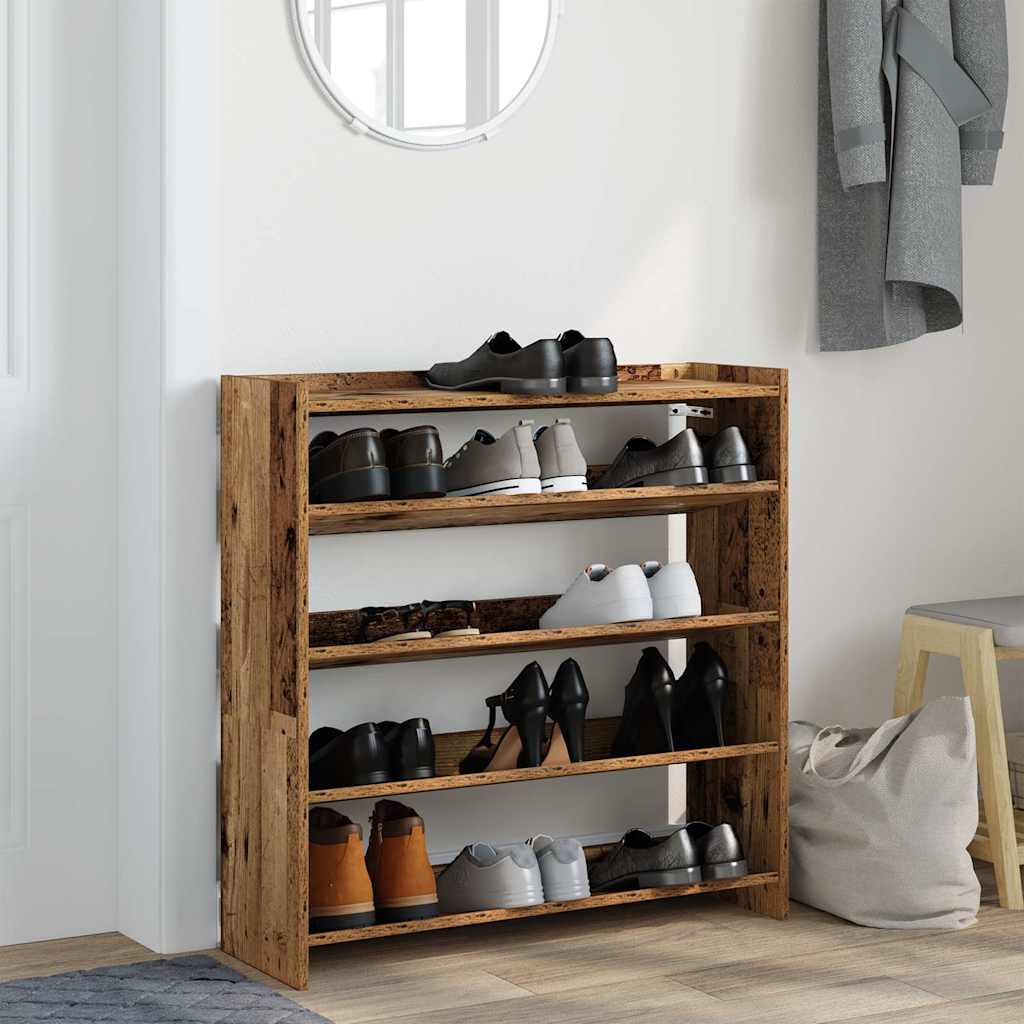 VIDAXL -Schuhregal 80x25x81 cm verarbeitetes Holz Oldholz -gelenkt