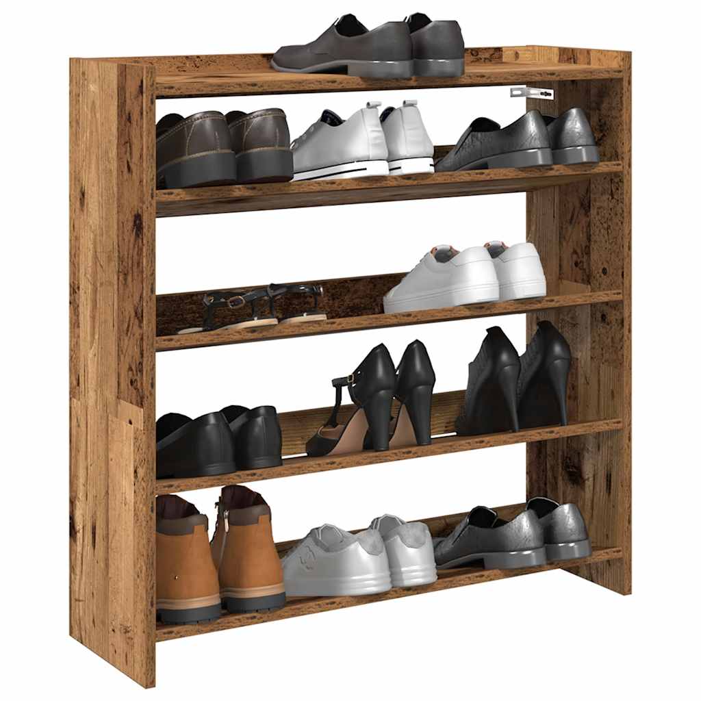 VIDAXL -Schuhregal 80x25x81 cm verarbeitetes Holz Oldholz -gelenkt