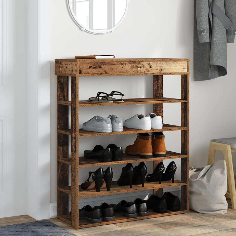 VIDAXL -Schuhregal 80x30x98 cm verarbeitetes Holz Oldholz -gelenkt