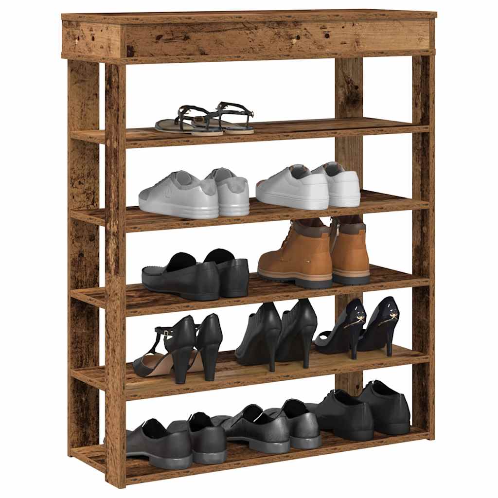 VIDAXL -Schuhregal 80x30x98 cm verarbeitetes Holz Oldholz -gelenkt