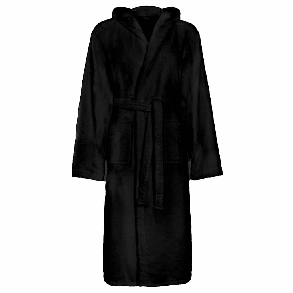 VidaXL Bademantel Kinn schwarz mit Baumwolle
