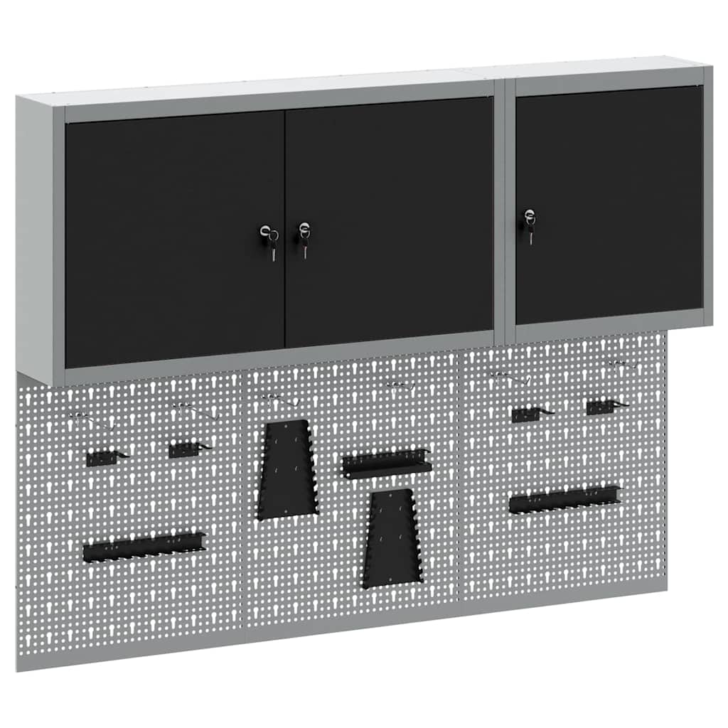 Vidaxxl Werkzeugschrank-Set mit Regal 5-tlg. schwarz pulverbeschichteter Stahl