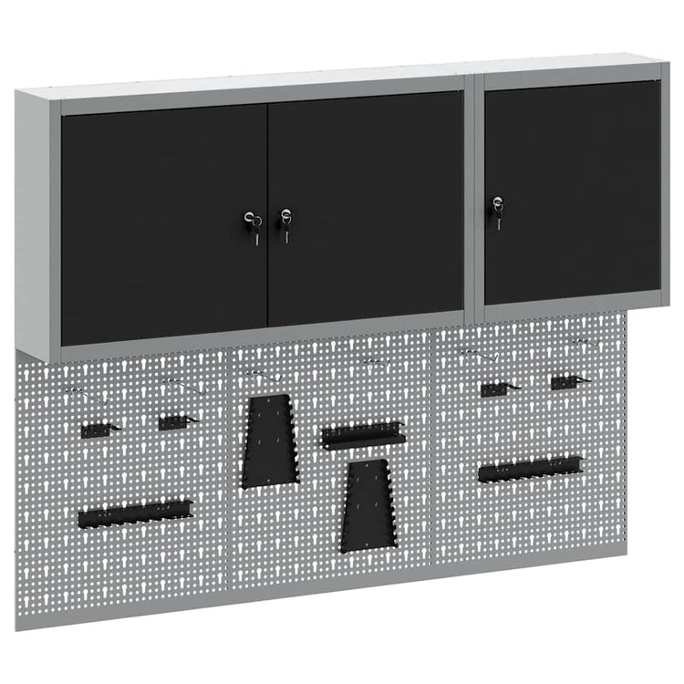 Vidaxxl Werkzeugschrank-Set mit Regal 5-tlg. schwarz pulverbeschichteter Stahl