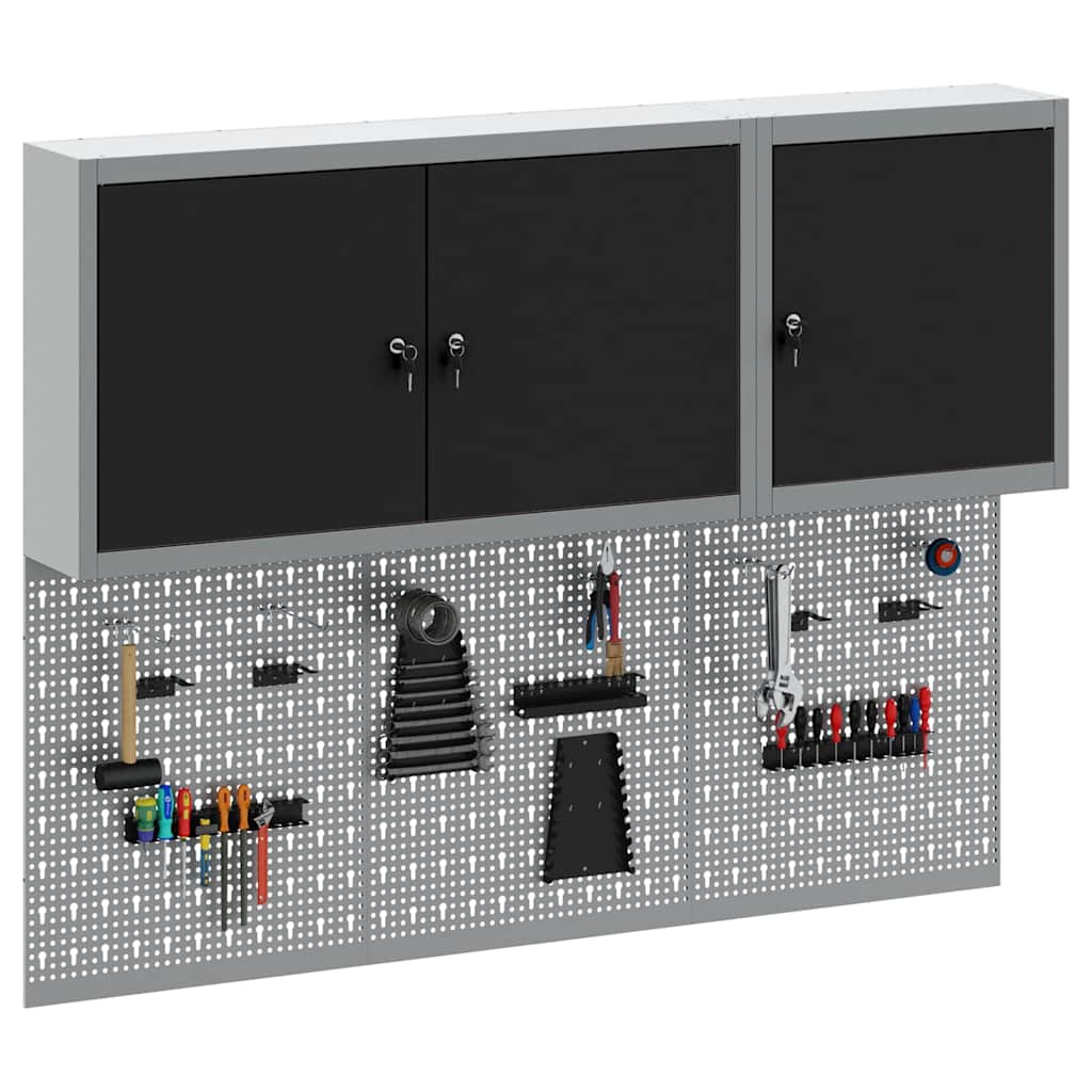 Vidaxxl Werkzeugschrank-Set mit Regal 5-tlg. schwarz pulverbeschichteter Stahl