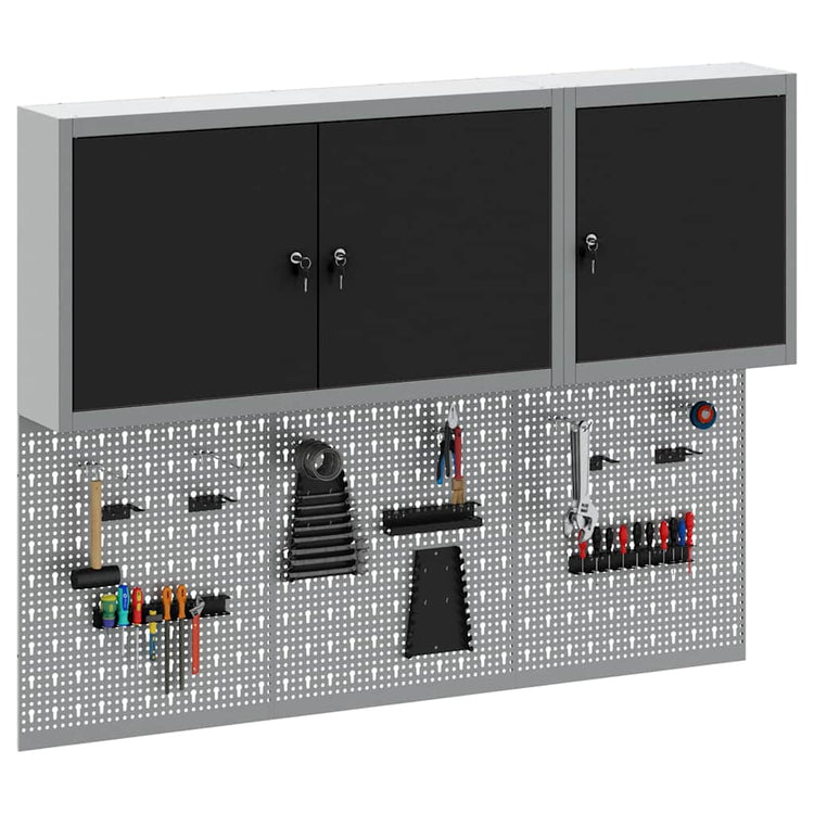 Vidaxxl Werkzeugschrank-Set mit Regal 5-tlg. schwarz pulverbeschichteter Stahl