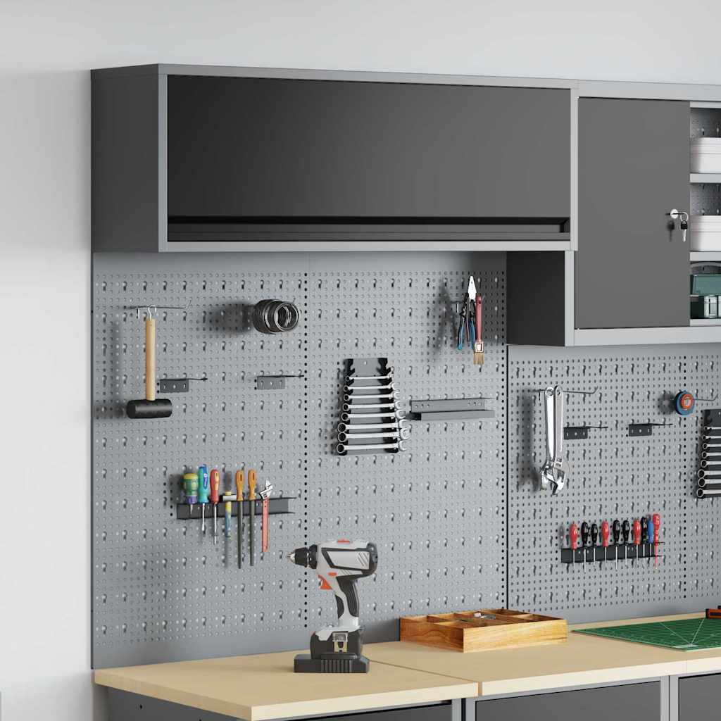Vidaxxl Werkzeugschrank-Set mit Regal, 3-teilig, schwarz pulverbeschichteter Stahl