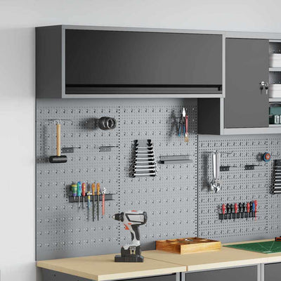 Vidaxxl Werkzeugschrank-Set mit Regal, 3-teilig, schwarz pulverbeschichteter Stahl