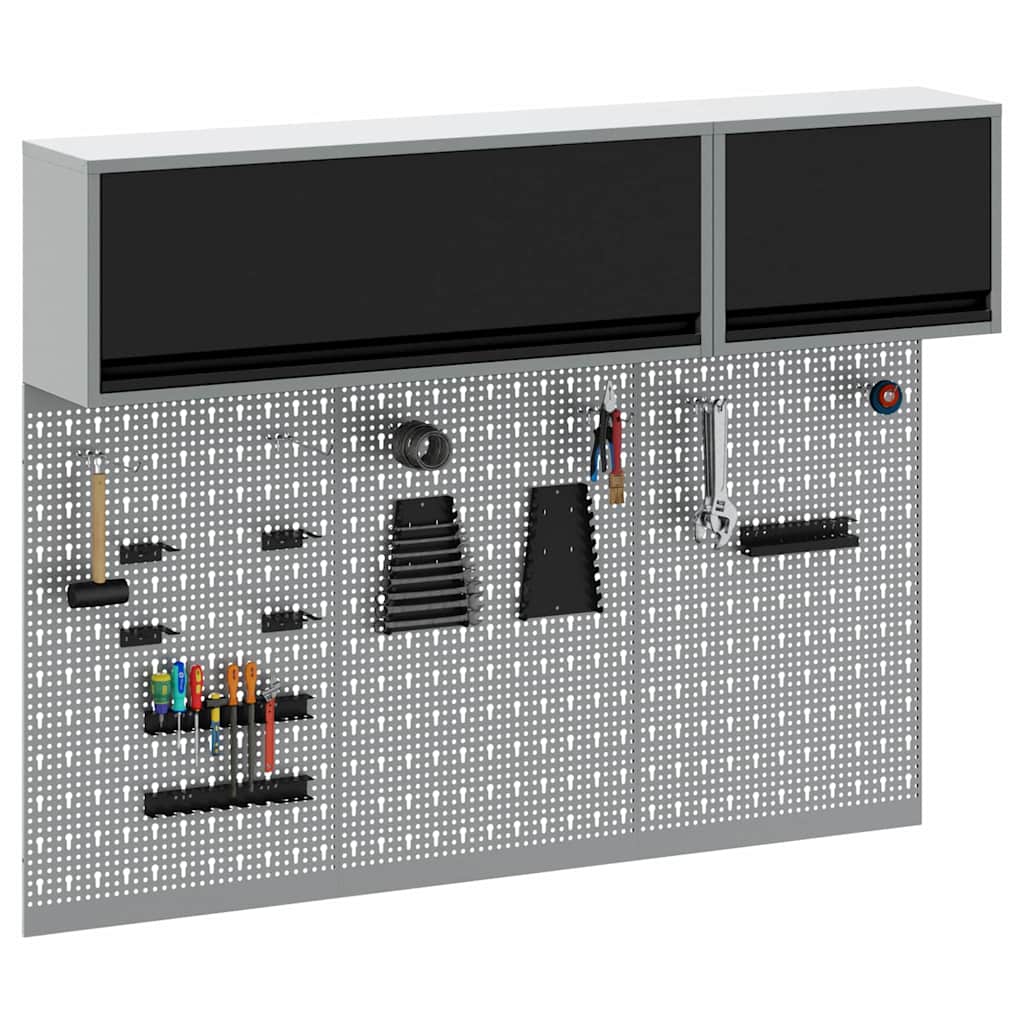 Vidaxxl Werkzeugschrank-Set mit Regal 5-tlg. schwarz pulverbeschichteter Stahl