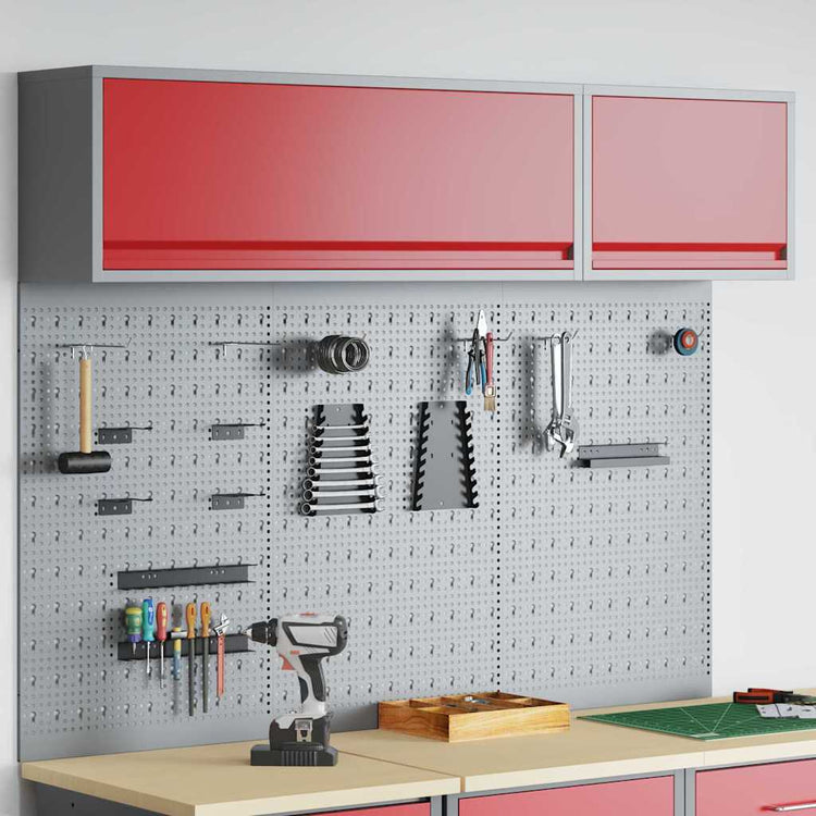 Vidaxxl Werkzeugschrank-Set mit Regal 5-teilig rot pulverbeschichteter Stahl