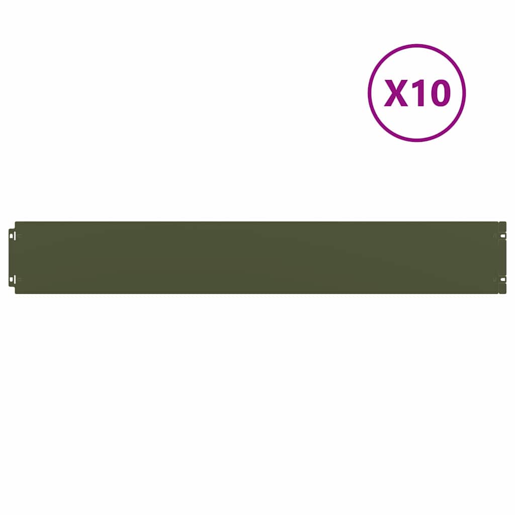 Vidaxl Rasenkanten 10 Stück 15x103 cm kaltgewalzter Stahl olivgrün