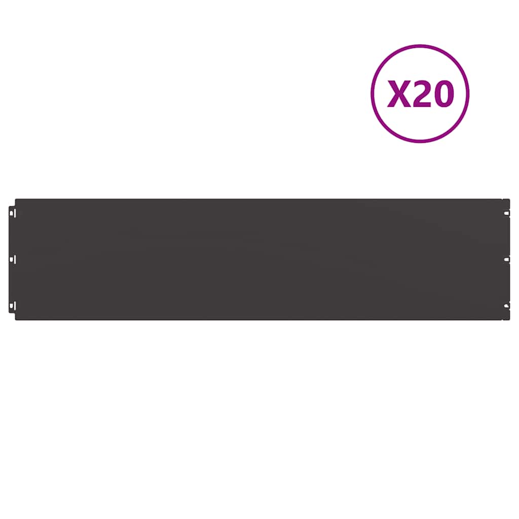 Vidaxxl Rasenkanten 20 Stück 25x103 cm kaltgewalzter Stahl schwarz