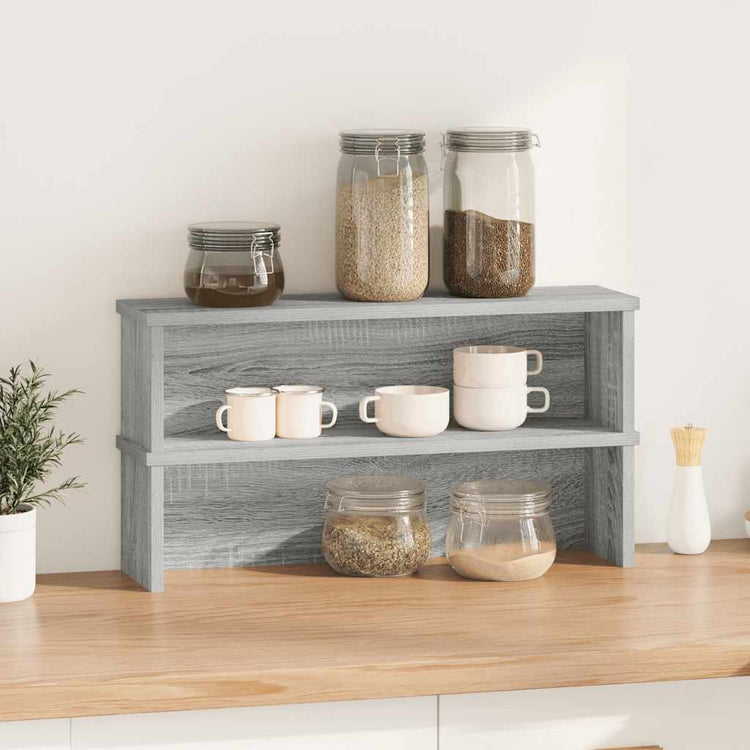 VidaXL Küchenregale stapelbar 2 Stück 50x15x16 cm graue Sonoma-Eiche