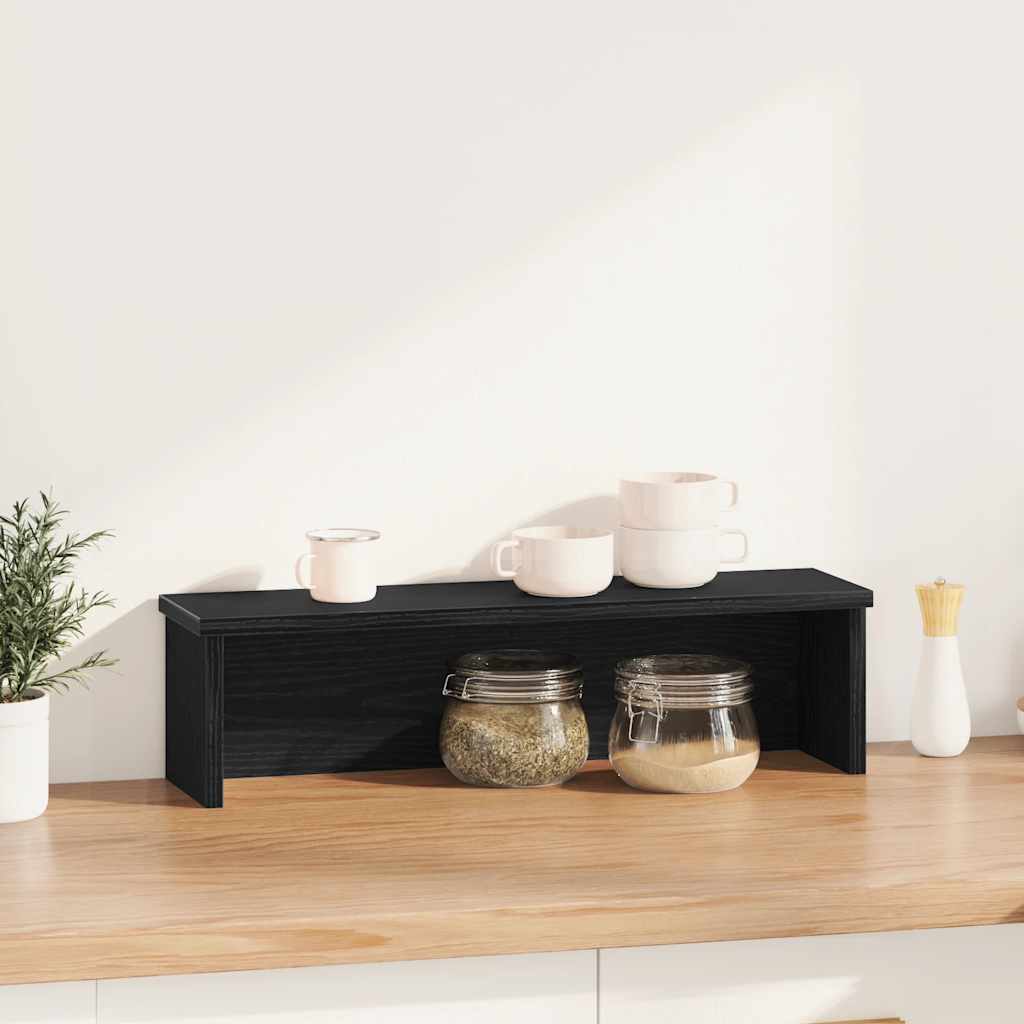 Vidaxl Kitchen Rack Stapelbar 60x15x16 cm verarbeitetes Holz schwarz