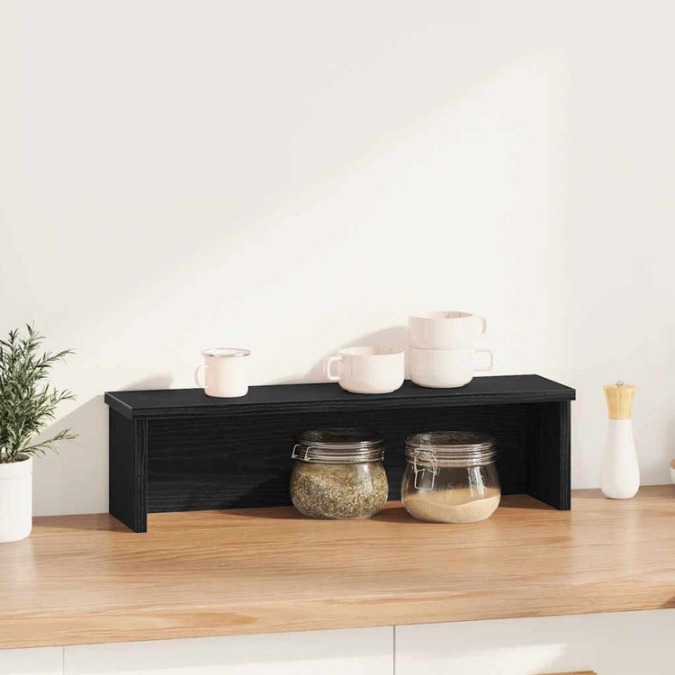 Vidaxl Kitchen Rack Stapelbar 60x15x16 cm verarbeitetes Holz schwarz