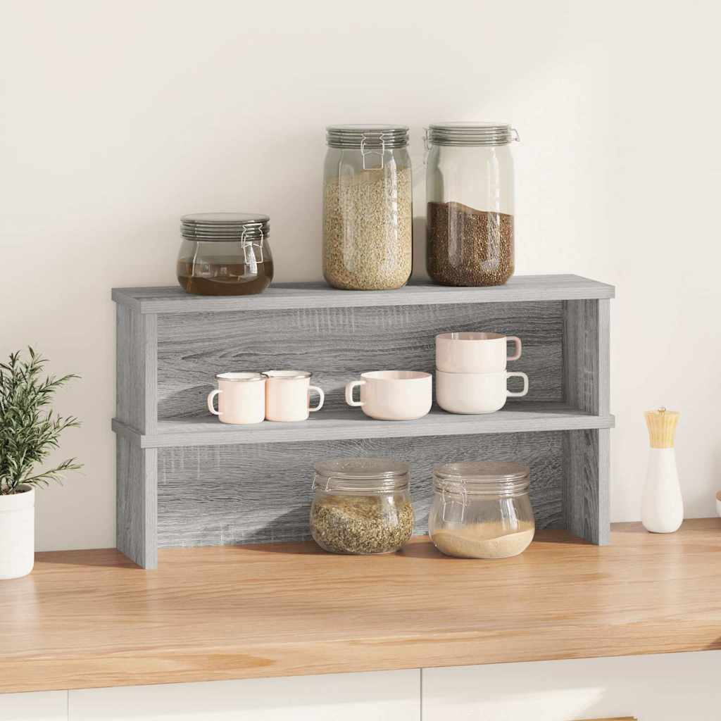 Vidaxl Kitchen Racks Stapelbar 2 PCs 60x15x16 cm graue Sonoma -Eiche
