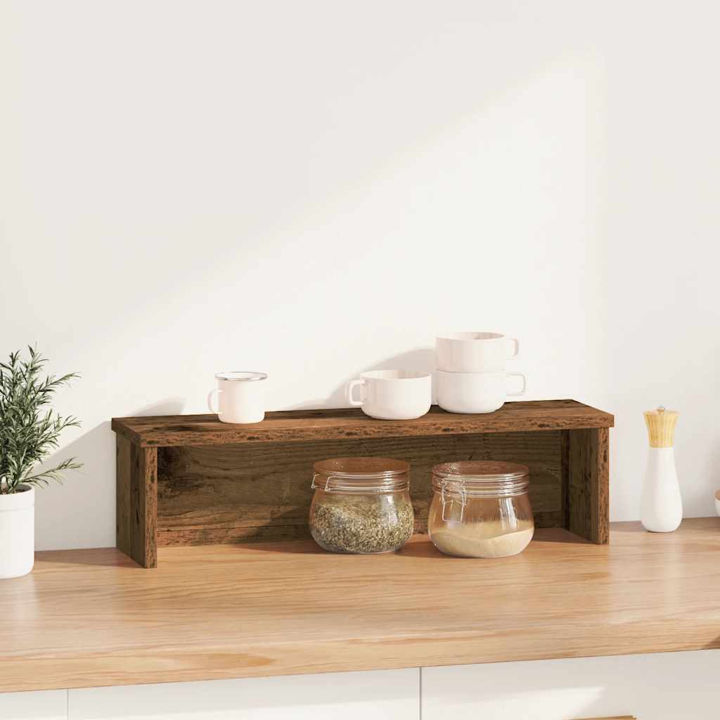 Vidaxl Kitchen Rack Stapelbar 60x15x16 cm verarbeitetes Holz altes Holzfarbe