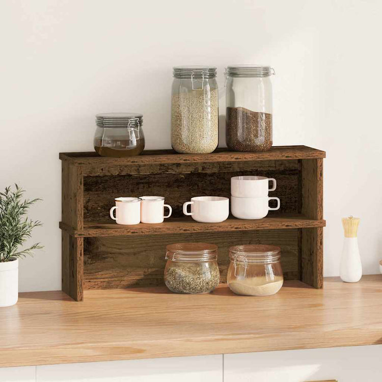 Vidaxl Kitchen -Racks Stapelbar 2 PCs 60x15x16 cm altes Holzfarbe