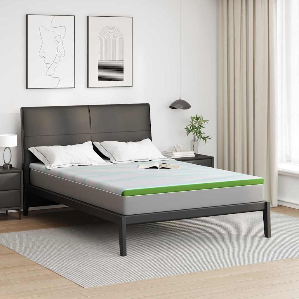 Vidaxxl Matratzenauflage weiß und grün 160 x 200 cm Jacquardstoff