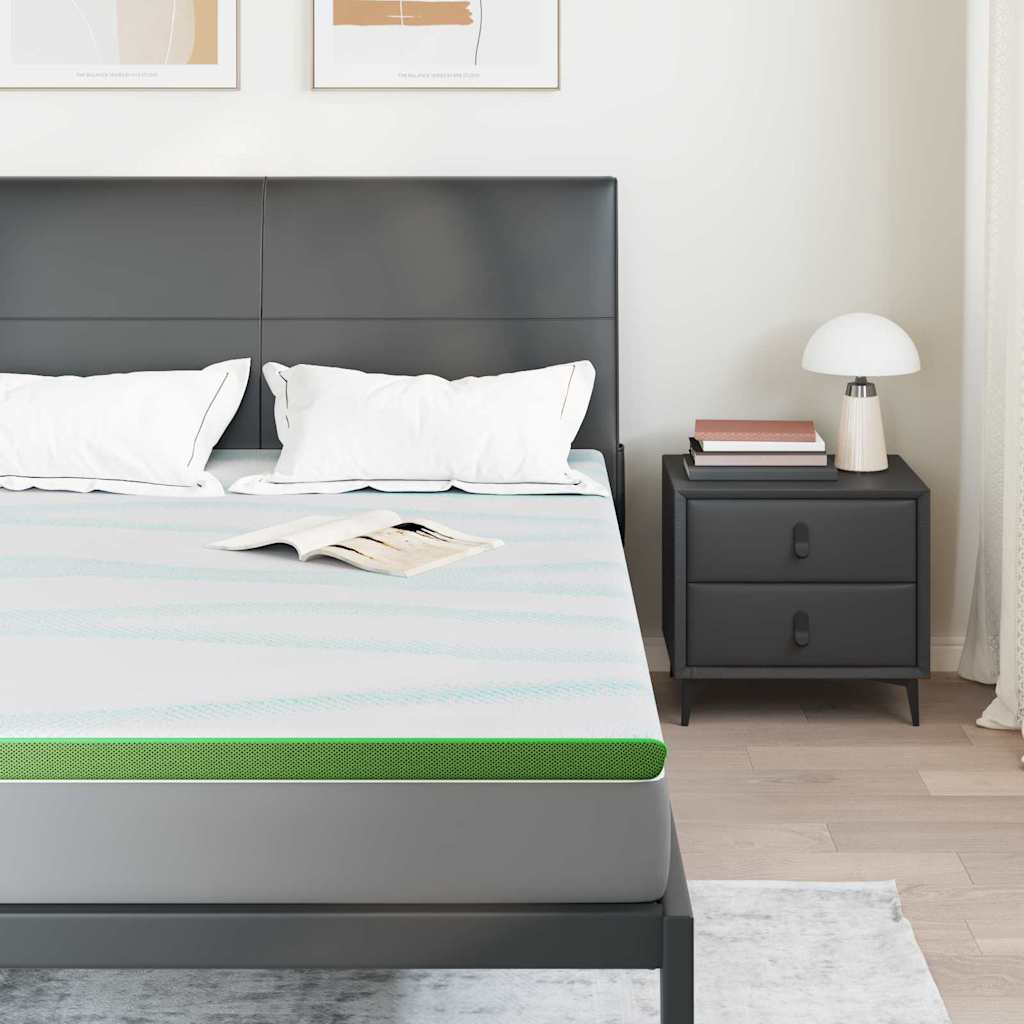 Vidaxxl Matratzenauflage weiß und grün 140 x 190 cm Jacquardstoff