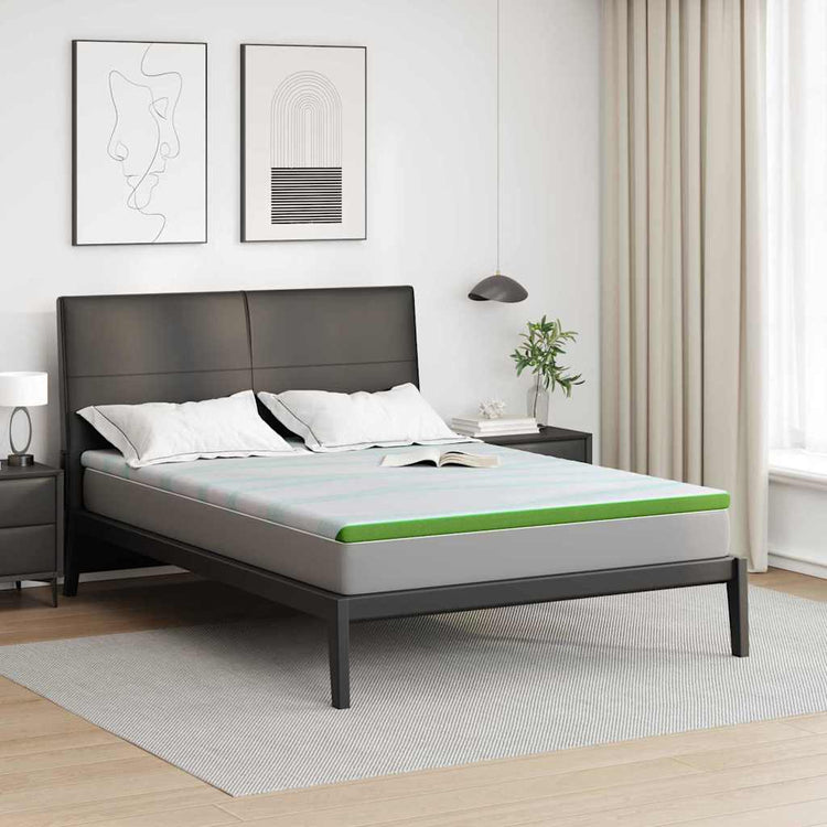 Vidaxxl Matratzenauflage weiß und grün 140 x 200 cm Jacquardstoff