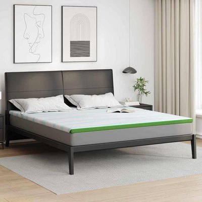 Vidaxxl Matratzenauflage weiß und grün 180 x 200 cm Jacquardstoff