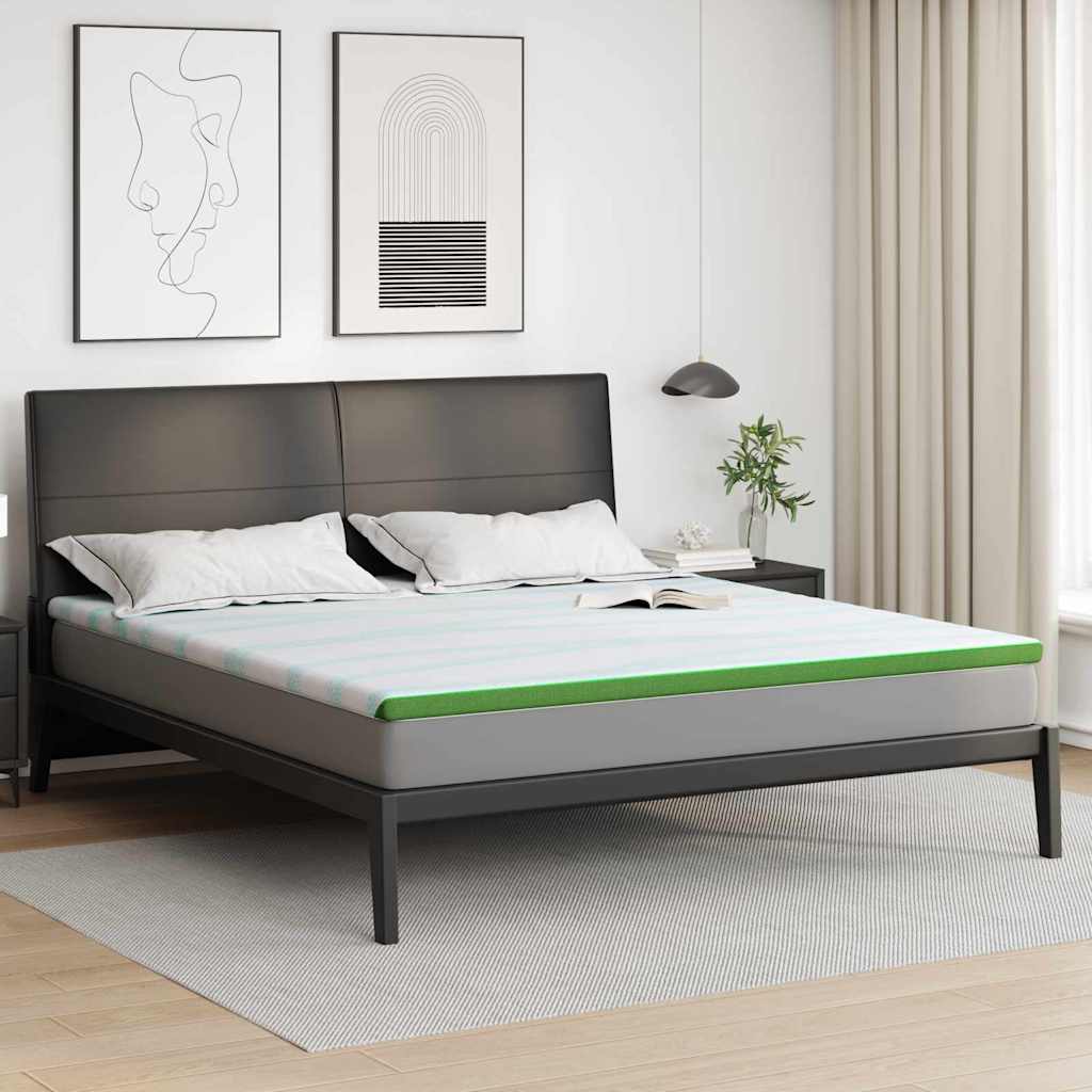Vidaxxl Matratzenauflage weiß und grün 200 x 200 cm Jacquardstoff
