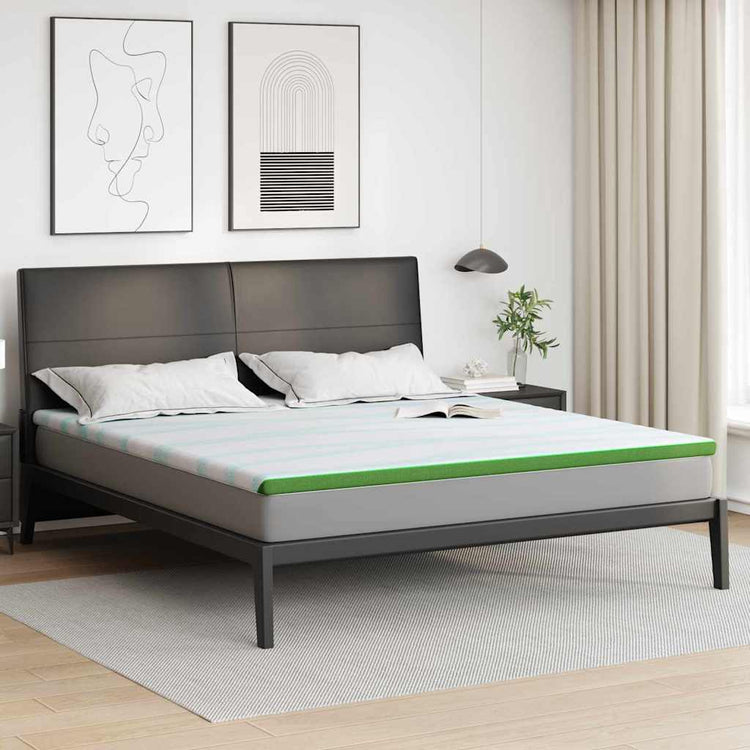 Vidaxxl Matratzenauflage weiß und grün 180 x 200 cm Jacquardstoff