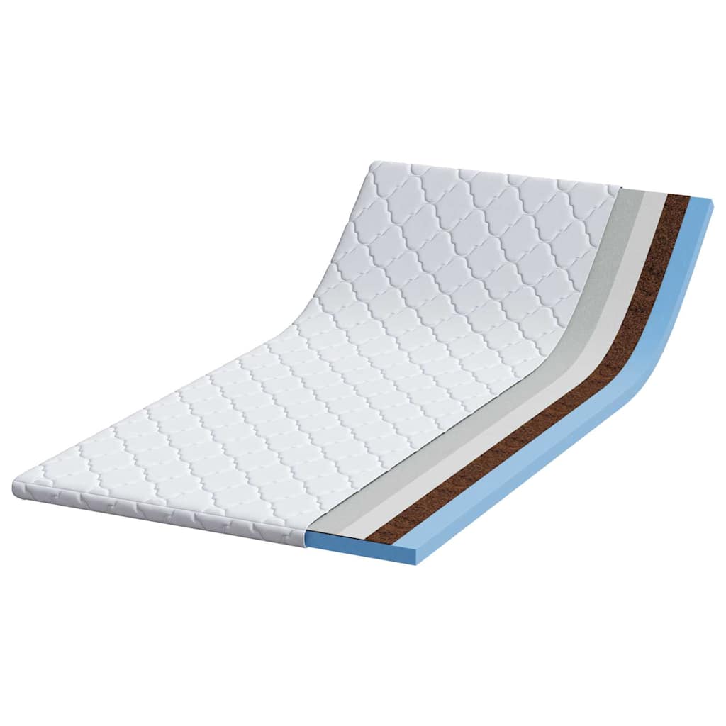 VidaXL Kokosnuss-Topper weiß 120 x 200 cm Jacquard-Stoff