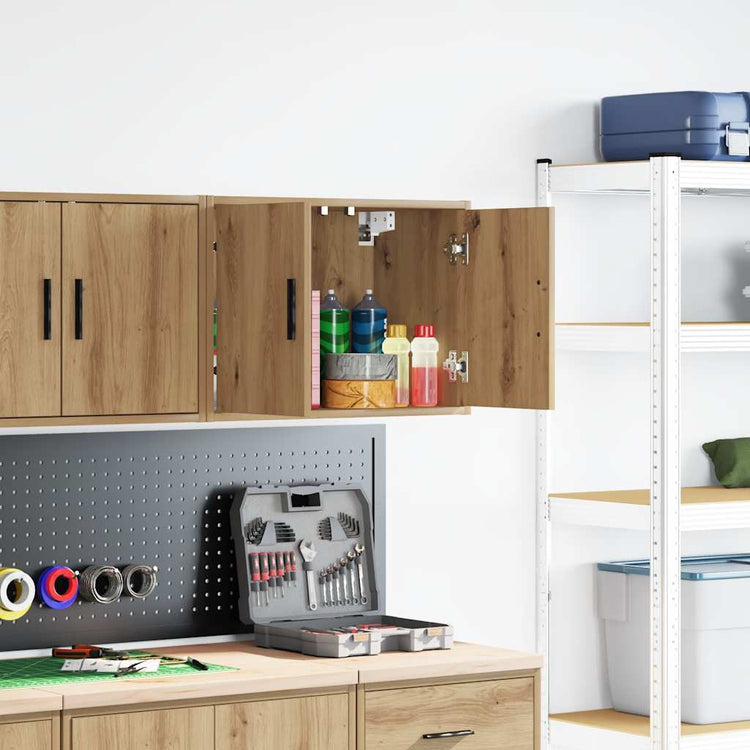 VidaXL Garagen-Wandschrank aus handgefertigtem Holz, handwerkliche Eiche