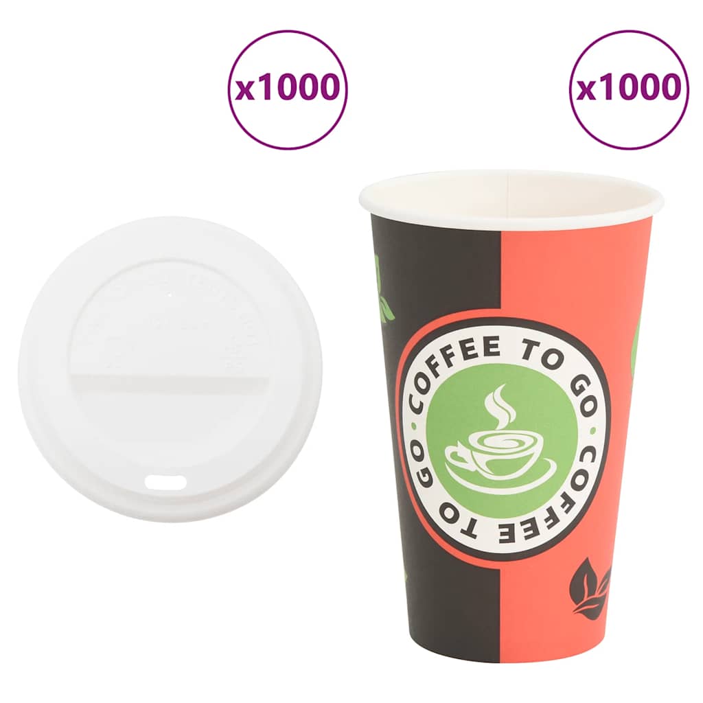 VidaXL Papierkaffeetassen mit Deckel 1000 Stück 16oz 400 ml