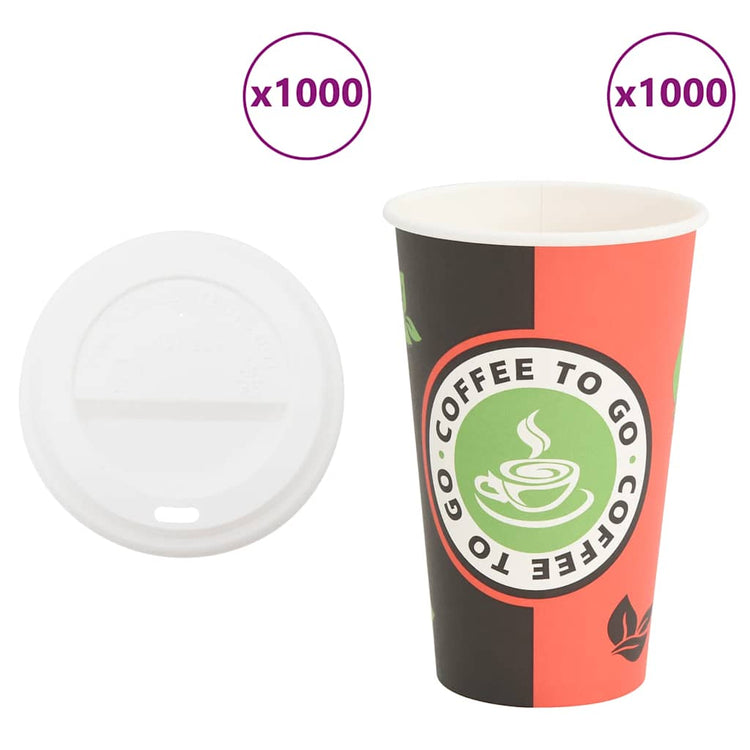 VidaXL Papierkaffeetassen mit Deckel 1000 Stück 16oz 400 ml