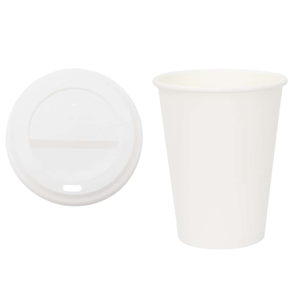 Vidaxxl Papierkaffeetassen mit Deckel 1000 Stück 12oz 300 ml
