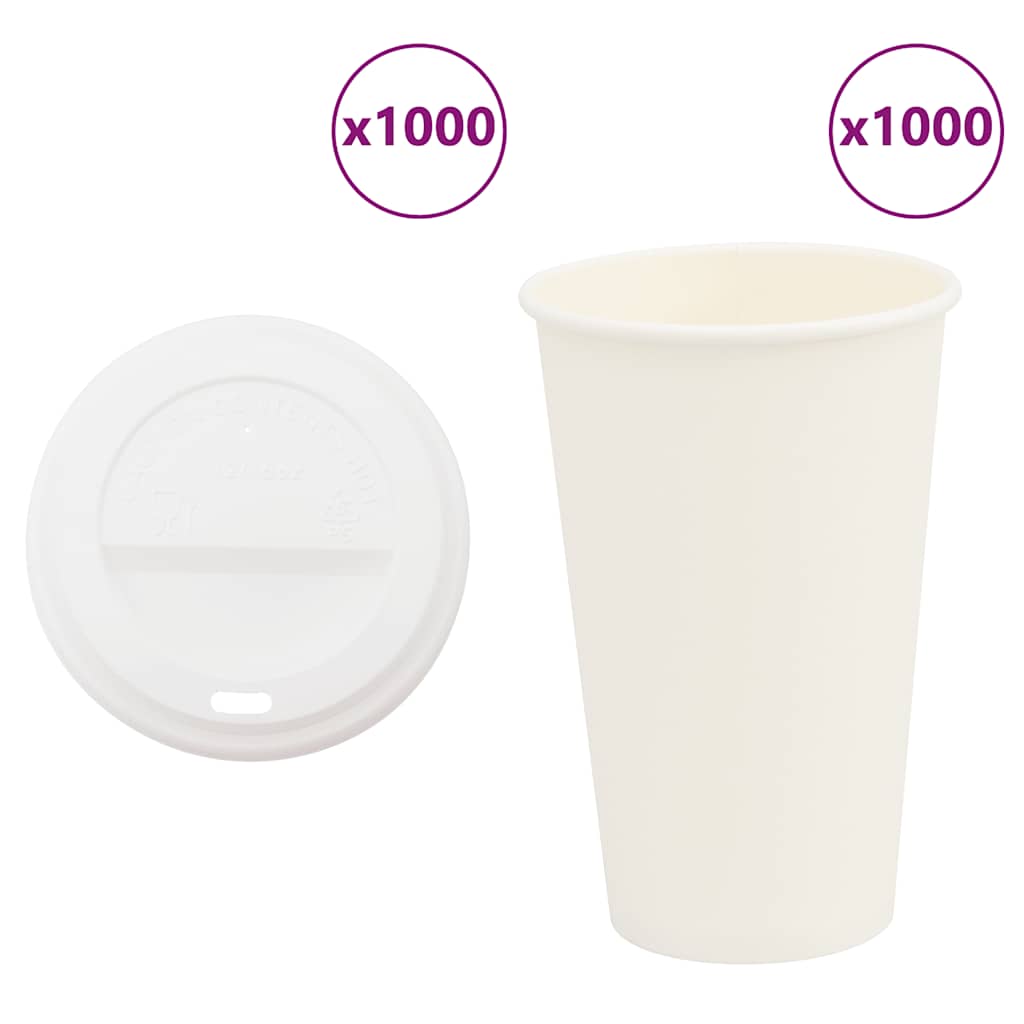 VidaXL Papierkaffeetassen mit Deckel 1000 Stück 16oz 400 ml