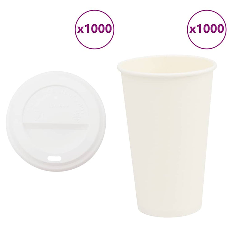 VidaXL Papierkaffeetassen mit Deckel 1000 Stück 16oz 400 ml