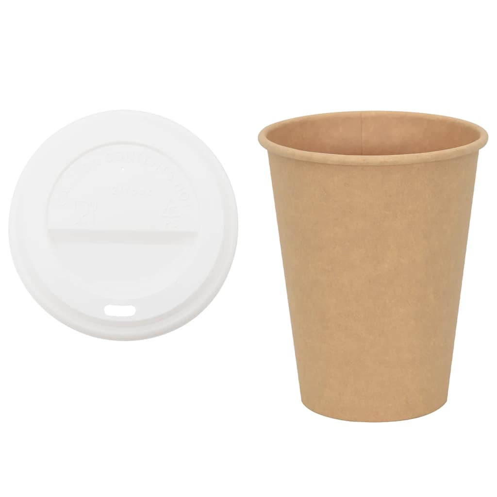 Vidaxxl Papierkaffeetassen mit Deckel 1000 Stück 12oz 300 ml