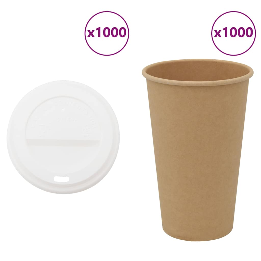 VidaXL Papierkaffeetassen mit Deckel 1000 Stück 16oz 400 ml