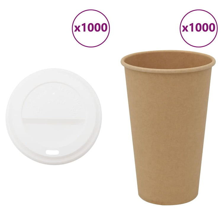 VidaXL Papierkaffeetassen mit Deckel 1000 Stück 16oz 400 ml