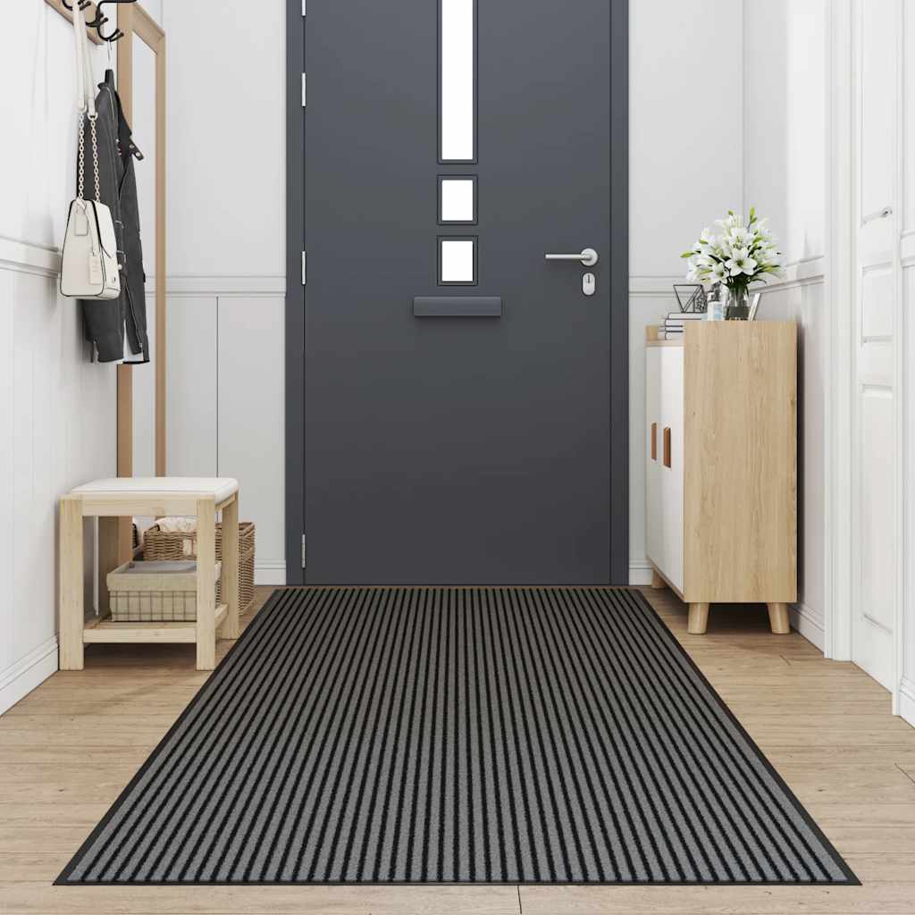 Vidaxx Fußmatte 115x500 cm Streifen schwarz und grau