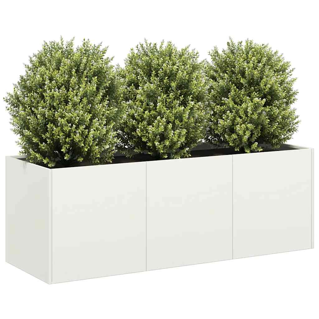 Vidaxx Pflanzgefäß 120x40x40 cm kaltgewalzter Stahl weiß
