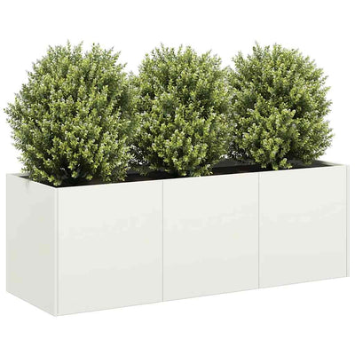 Vidaxx Pflanzgefäß 120x40x40 cm kaltgewalzter Stahl weiß