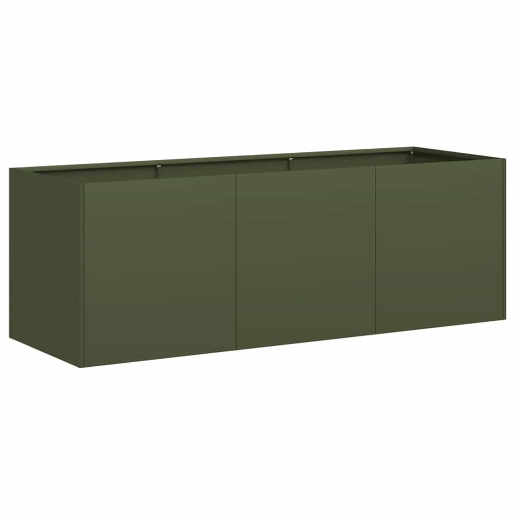 Vidaxx Pflanzgefäß 120x40x40 cm kaltgewalzter Stahl olivgrün