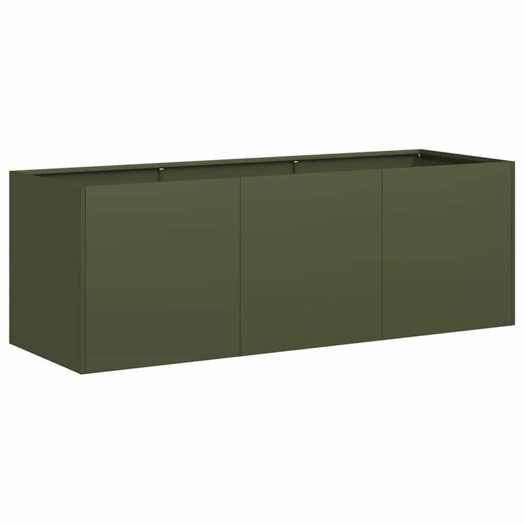 Vidaxx Pflanzgefäß 120x40x40 cm kaltgewalzter Stahl olivgrün