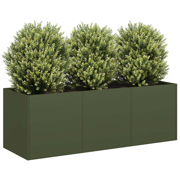 Vidaxx Pflanzgefäß 120x40x40 cm kaltgewalzter Stahl olivgrün