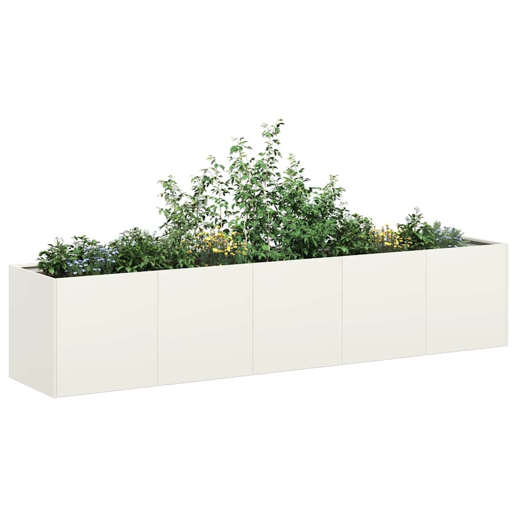 Vidaxx Pflanzgefäß 200x40x40 cm kaltgewalzter Stahl weiß