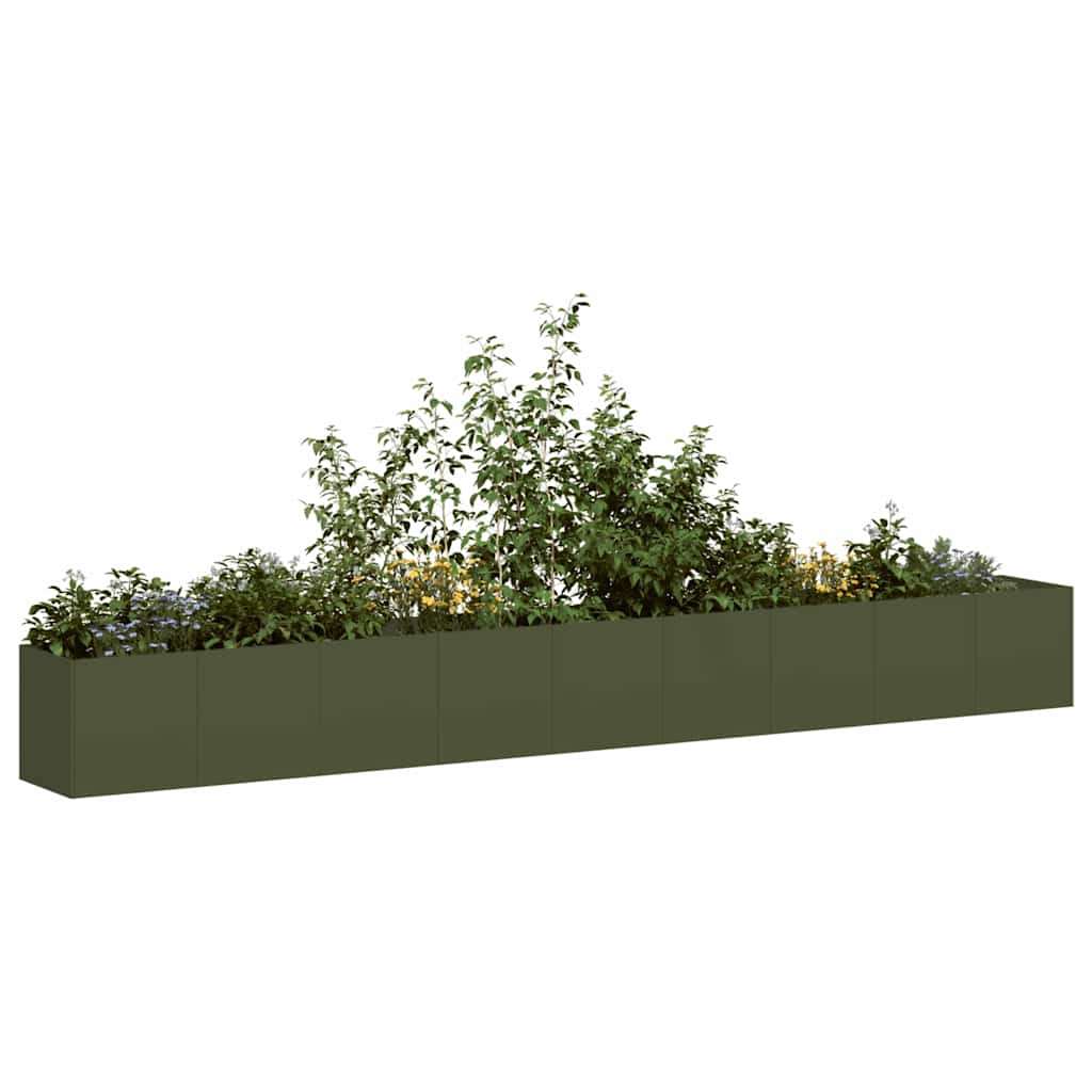 Vidaxx Pflanzgefäß 360x40x40 cm kaltgewalzter Stahl olivgrün