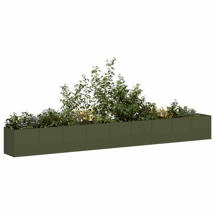 Vidaxx Pflanzgefäß 360x40x40 cm kaltgewalzter Stahl olivgrün