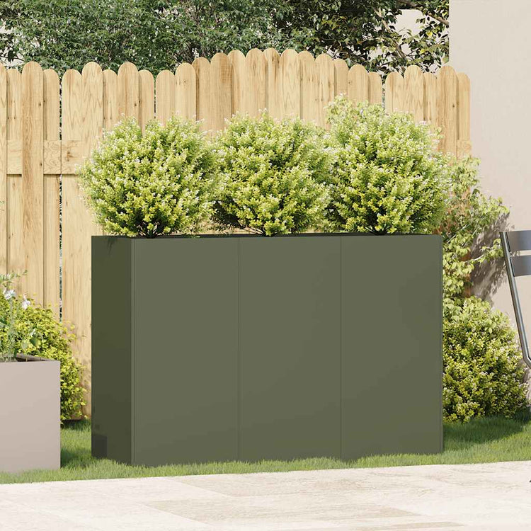Vidaxx Pflanzgefäß 120x40x80 cm kaltgewalzter Stahl olivgrün