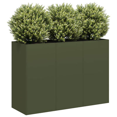 Vidaxx Pflanzgefäß 120x40x80 cm kaltgewalzter Stahl olivgrün